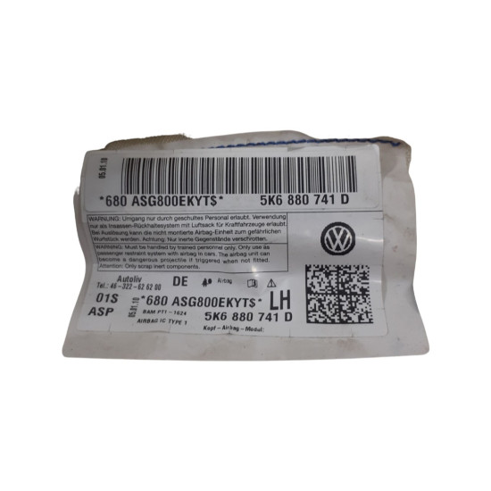 Airbag cortina stanga VW GOLF VI (5K1) [ 2008 - 2013 ] OEM 5K6880741D