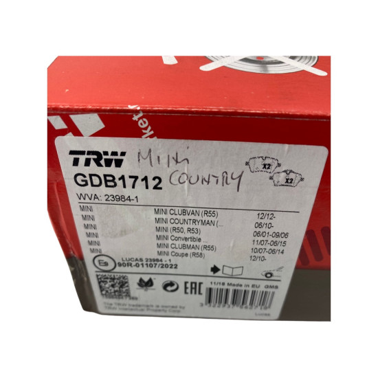 Set placute frana, frana disc MINI Hatchback (R50, R53)  TRW GDB1712