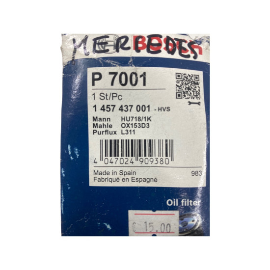 Filtru ulei MERCEDES-BENZ SPRINTER 3,5-t Box (906) [ 2006 - > ] BOSCH 1 457 437 001