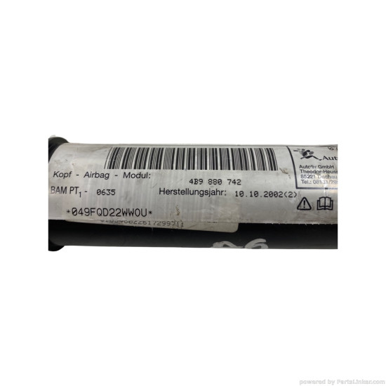 Airbag cortina dreapta fata AUDI A6 II (4B2, 4B4, C5) [ 1997 - 2005 ] VW OEM 4B9880742