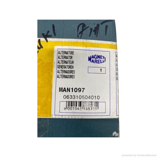Alternator 1.3 TDI FIAT GRANDE PUNTO (199_) [ 2005 - > ], CITROËN NEMO Box (AA_) [ 2008 - > ], ALFA ROMEO MITO (955_) [ 2008 - > ] Magneti Marelli 63310504