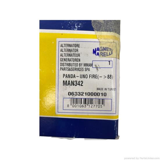Alternator 1.0/1.1 Benzina LANCIA Y10 (156_) [ 1985 - 1995 ], FIAT TIPO (160_) [ 1987 - 1997 ], FIAT CINQUECENTO (170) [ 1991 - 1999 ] Magneti Marelli 63321000