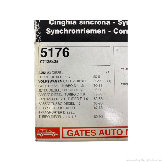 Curea distributie 1.6/1.7 TD VOLKSWAGEN PASSAT (32B) [ 1979 - 1989 ], AUDI 80 II (80, 82, B1) [ 1972 - 1978 ] Gates 5176 OEM 068109119