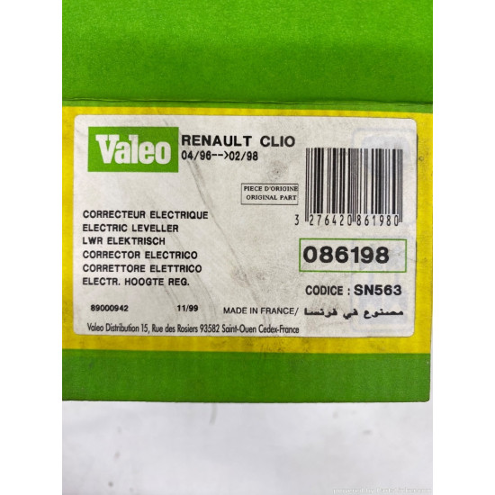 Reglaj nivel faruri RENAULT CLIO I (B/C57_, 5/357_) [ 1990 - 1998 ] Valeo 086198