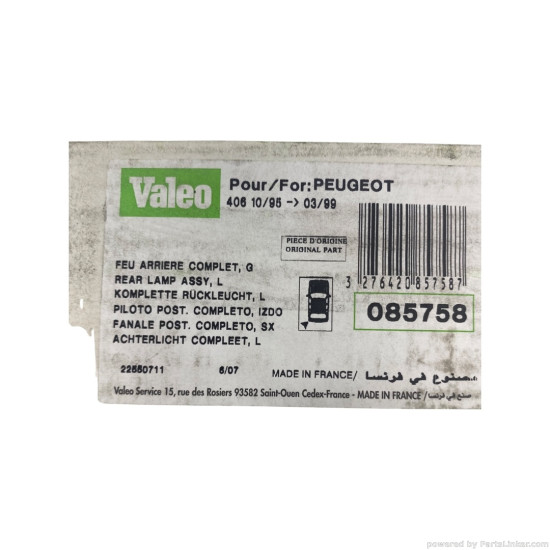Stop/Lampa spate Stanga PEUGEOT 406 (8B) [ 1995 - 2005 ] Valeo 085758 OEM 6350-E8