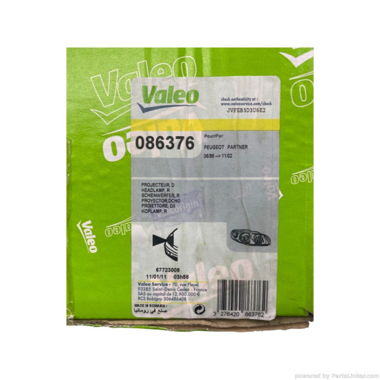 Far Dreapta PEUGEOT PARTNER Combispace (5F) [ 1996 - 2015 ], PEUGEOT PARTNER Box (5) [ 1996 - 2015 ] Valeo 086376 OEM 6205-P8