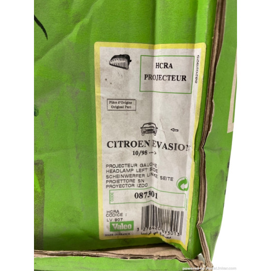 Far Stanga CITROËN JUMPY (U6U) [ 1994 - 2006 ], CITROËN EVASION (22, U6) [ 1994 - 2002 ] Valeo 087301 OEM 6204-T7