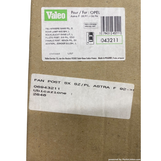 Stop/Lampa spate Stanga OPEL ASTRA F (56_, 57_, T92) [ 1991 - 1998 ] Valeo 043211 OEM 1223145