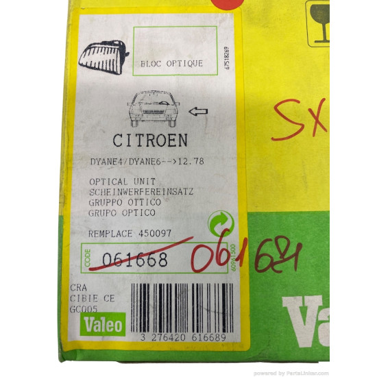 Far Stanga CITROËN DYANE [ 1967 - 1984 ] Valeo 061668