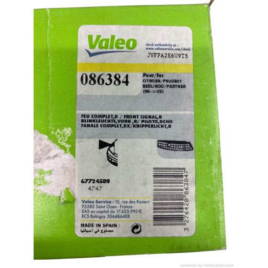 Semnalizare, elemente Dreapta CITROËN BERLINGO Box (M_) [ 1996 - 2011 ] Valeo 086384 OEM 6303-80