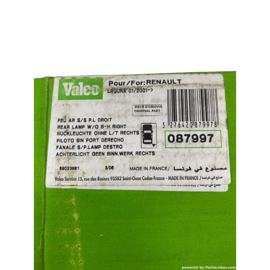 Stop/Lampa spate Dreapta RENAULT LAGUNA II (BG0/1_) [ 2001 - 2007 ] Valeo 087997 OEM 8200002474