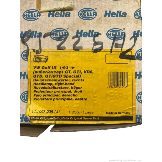 Far Dreapta VOLKSWAGEN GOLF III (1H1) [ 1991 - 1998 ], VOLKSWAGEN GOLF III Variant (1H5) [ 1993 - 1999 ] HELLA 1AJ 007 235-241