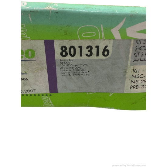 Kit ambreiaj 1.4/1.6 benzina NISSAN 100 NX (B13) [ 1990 - 1996 ], NISSAN ALMERA I Hatchback (N15) [ 1995 - 2001 ], NISSAN SUNNY II (N13) [ 1986 - 1991 ] Valeo 801316 OEM 3000152A85