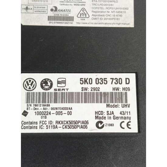 Modul/unitate de control bluetooth VOLKSWAGEN PASSAT VARIANT B7 2011 2.0 BlueTDI 103KW|140HP 2011